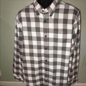 NWOT Five Four XL Gray/ White Buffalo plaid shirt